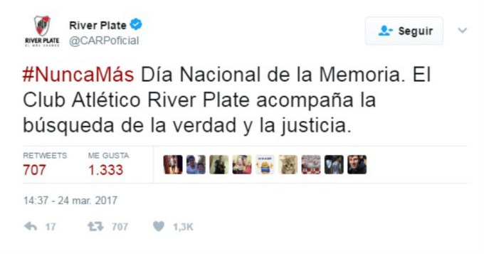 El F&uacute;tbol dijo "presente" en el D&iacute;a de la Memoria 