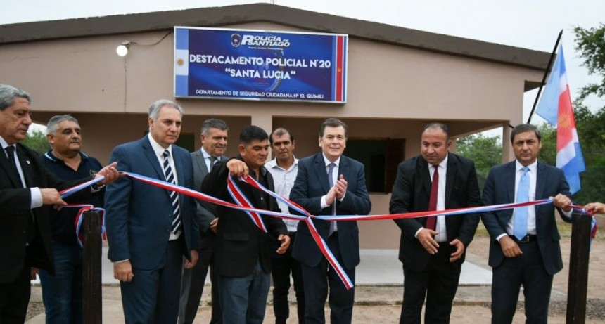 El Gobernador inauguró dos edificios educativos, un destacamento policial y entregó viviendas sociales en Santa Lucía