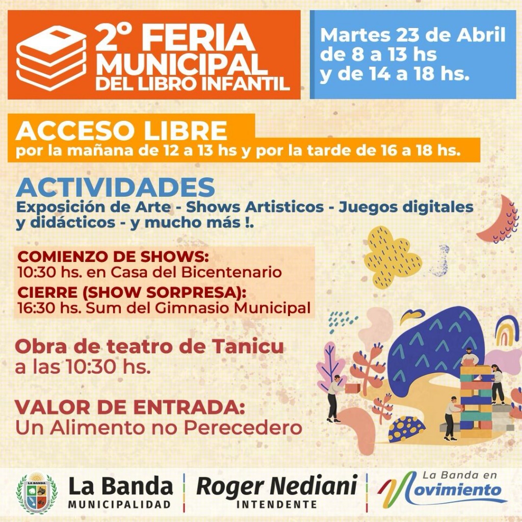  Nediani invita a la 2° Edición de la Feria Municipal del Libro Infantil con Fines Solidarios