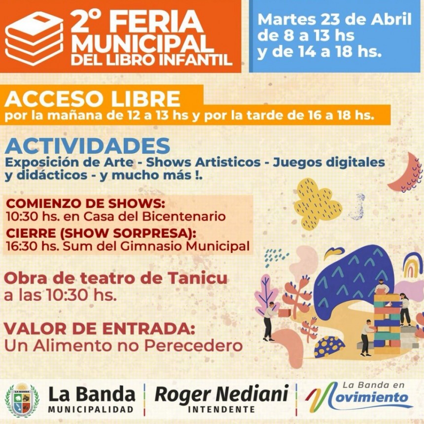  Nediani invita a la 2° Edición de la Feria Municipal del Libro Infantil con Fines Solidarios