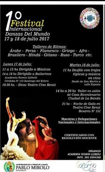 La Municipalidad invita a participar del  1&deg; Festival Internacional de Danzas del Mundo  