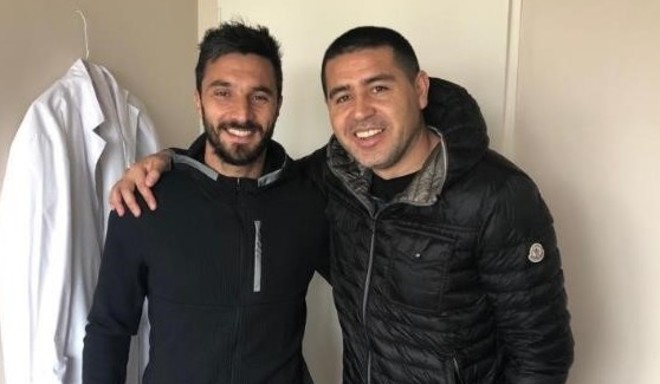 Scocco y Riquelme, juntos