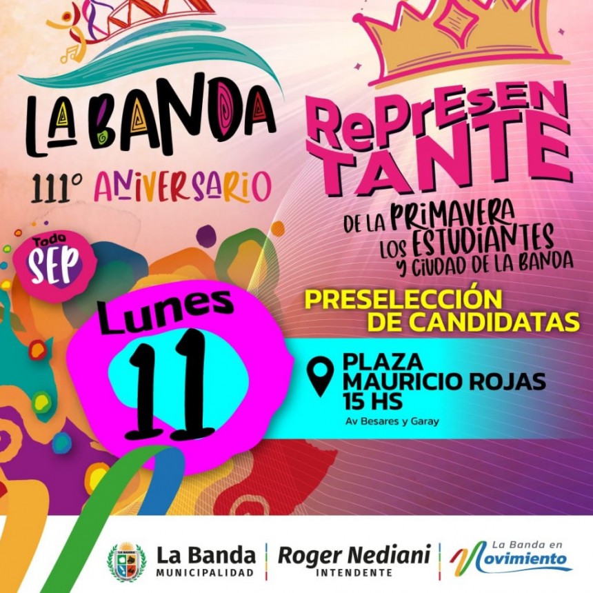 Se convoca a jóvenes a participar en la preselección de la representante de la primavera, los estudiantes y de la ciudad de La Banda 