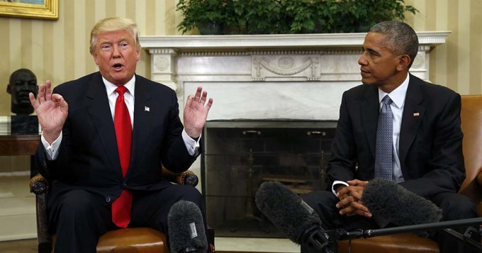 Obama y Trump, juntos por primera vez en la Casa Blanca